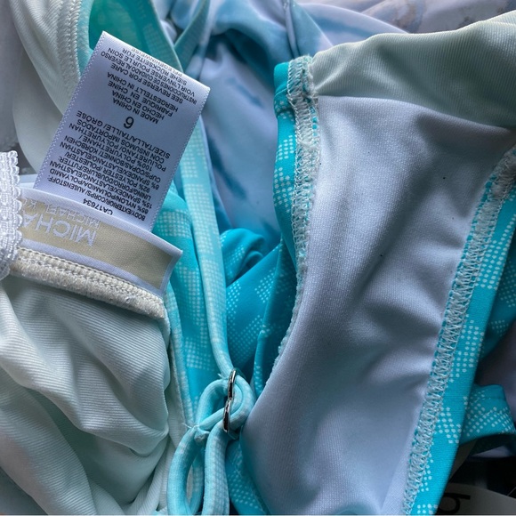 Michael Kors Ombre Logo One Shoulder One-Piece Turquoise swimsuit size 6 NEW - Picture 6 of 6